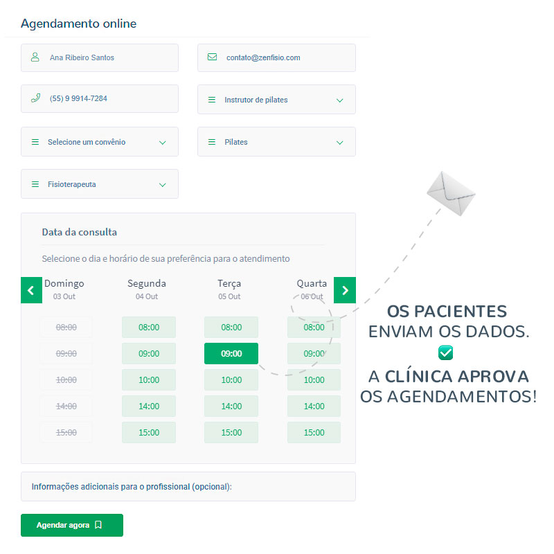 Agendamento online de atendimentos pelos próprios clientes