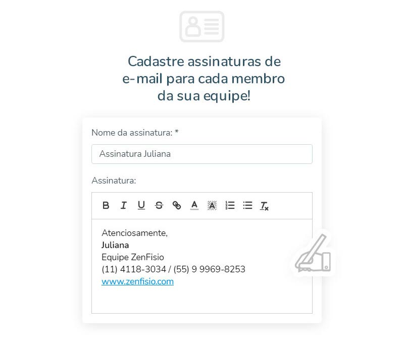 Assinaturas personalizadas para mensagens por e-mail