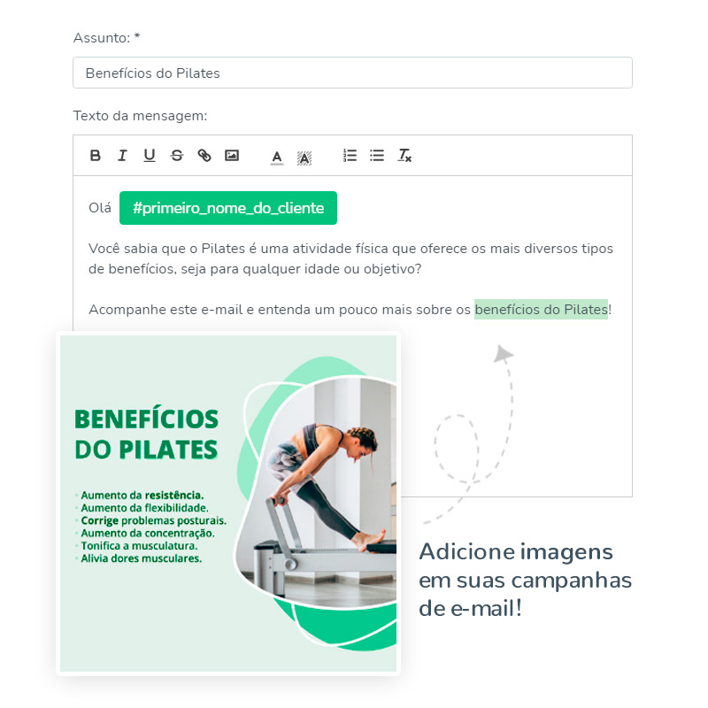 Configuração e formatação de mensagens com inserção de imagens