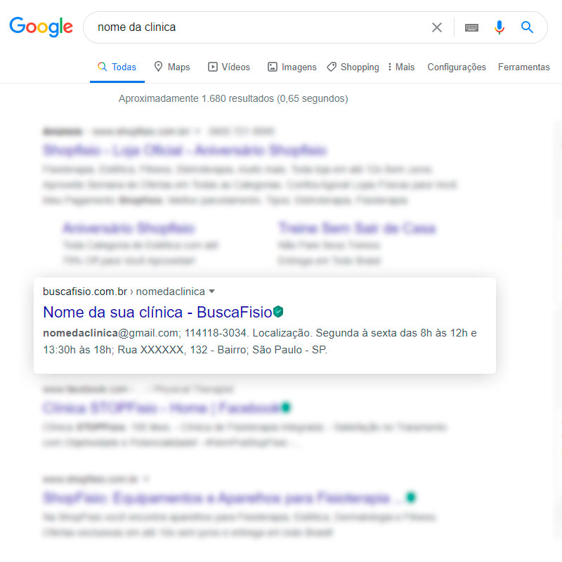 Exibição do website para buscas no Google