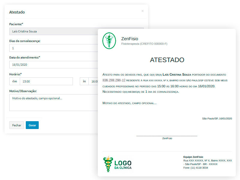 Emissão de atestado de atendimento para pacientes