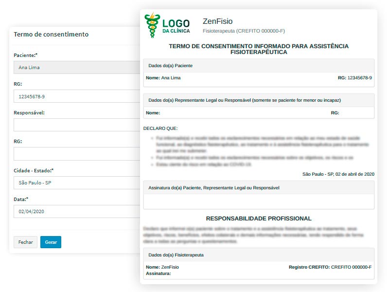 Termo de Consentimento para atendimentos e procedimentos