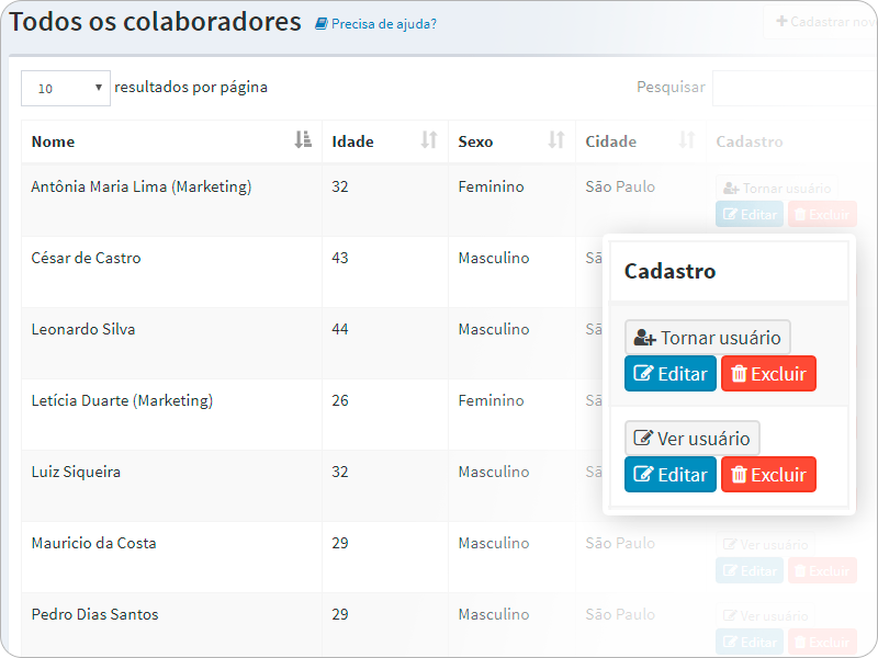 Cadastro de colaboradores e registro de pagamentos por profissional