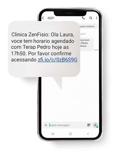 Confirmação de atendimento por mensagem SMS via celular