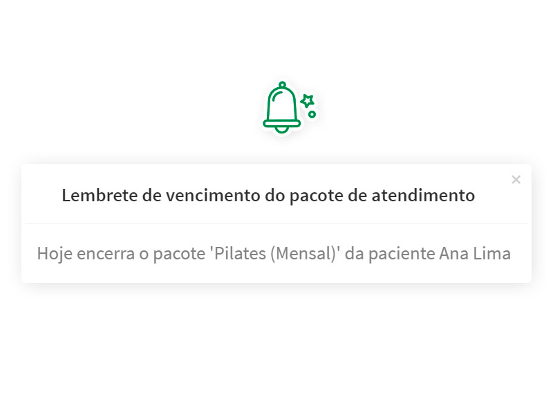 Envio de lembrete de vencimento dos pacotes de atendimento